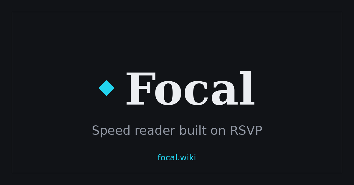 Focal: Speed Reader Built on RSVP